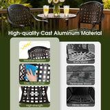 Set of 2/4 Outdoor Bar Stool 25.5 Inch Counter Height Cast Aluminum Bar Chairs