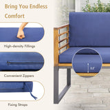 Tangkula 4 Piece Patio Chair Set, Acacia Wood Chair Set w/ 2 Chairs, 1 Loveseat & 1 Coffee Table