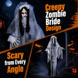 Tangkula 6 FT Animated Halloween Ghost Bride Decoration with Lighted Eyes