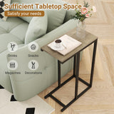 Tangkula C-Shaped End Table Slide Under Couch TV Tray