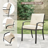 Tangkula Metal Outdoor Dining Chair Set of 2/4 Stackable Patio Chairs w/Armrests