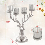 Tangkula Reindeer Candle Holder, Deer Christmas Ornament for 4 Candles, Aluminum Table Christmas Decoration for Tealight