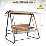 Tangkula 3 Person Porch Swing with Canopy Removable Cushion