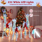 Tangkula 3-Piece Christmas Lighted Iridescent Reindeer Family Set, Xmas Pre-Lit Deer with 230 LED Lights