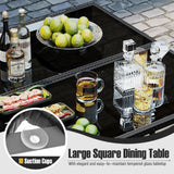 Tangkula 9 Piece Patio Dining Set with Tempered Glass Table & Ottoman