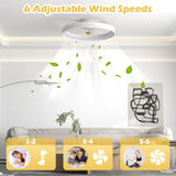 Tangkula Ceiling Fan with Lights 3000-6500K Dimmable Modern Flush Mount LED