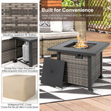 Tangkula 9 Pieces Outdoor Patio Furniture Set with 32-Inch Propane Fire Pit Table