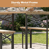 Tangkula Inch 3-Piece Folding Picnic Table with Benches for 6 Fir Wood Portable Bear Camping Table