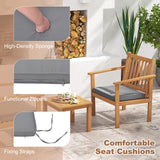 Tangkula 3 Pieces Patio Wood Furniture Set
