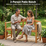 Tangkula Acacia Wood Outdoor Bench with Backrest and Armrests