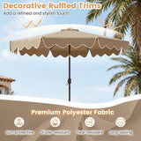 Tangkula 9/10 FT Solar Patio Umbrella with 104/112 Color-Changing Flowing LED Lights