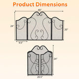 Tangkula 3 Panel Fireplace Screen with Decorative Scroll