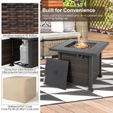 Tangkula 9 Pieces Patio Furniture Set with 32” Fire Pit Table, 50,000 BTU Square Propane Fire Pit