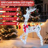 Tangkula 5 Feet Pre-Lit Christmas Reindeer with 100 LED Lights