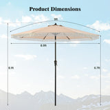 Tangkula 9Ft Patio Umbrella with Fringe, Boho Umbrella with Tassels, Crank Handle, Push Button Tilt