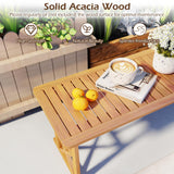 Tangkula Outdoor Acacia Wood Bench Backless Patio Dining Bench