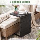 Tangkula C-Shaped Side Table with Wood Plastic Tabletop