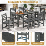 Tangkula 6 Pieces Patio Dining Bench Set with 1.77” Umbrella Hole and Wood-Like Surface