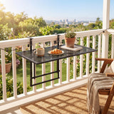 Tangkula 31.5" Folding Balcony Railing Table w/ 5-Level Adjustable Height