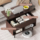 Tangkula Lift Top Coffee Table with Hidden Compartment & 2 Open Shelves