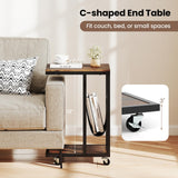 Tangkula Mobile C Shaped Side Table