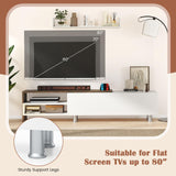 Tangkula White TV Stand with 2 Wall Shelves