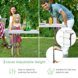 Tangkula 4 ft Folding Table, Portable Picnic Table with 3 Adjustable Height