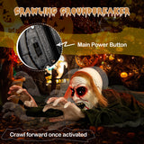 Tangkula Halloween Animated Zombie Groundbreaker, Voice Activated Climbing Zombie with Light up Eyes & Creepy Sound