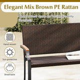 Tangkula Stackable Patio Wicker Loveseat Bench