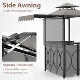 Tangkula 3 Piece Patio Bar Set with Awning for Patio Poolside Garden Backyard