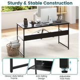 Tangkula 55 inch Computer Desk with Power Outlets & USB Ports