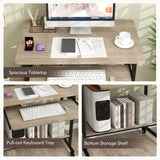 Tangkula Rolling Computer Desk Cart with Keyboard Tray