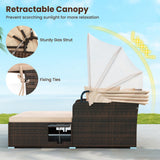 Tangkula Patio Rattan Daybed with Retractable Canopy