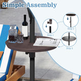 Tangkula 20" Umbrella Table 1.5" & 1.9" Umbrella Hole Faux Wood Grain Portable Round Umbrella Table Top