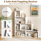 Tangkula 10 Shelves Bookshelf, L Shaped Freestanding Ladder Corner Bookshelf