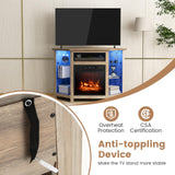 Tangkula Fireplace Corner TV Stand with LED Lights & Smart APP Control for 50 Inches TV
