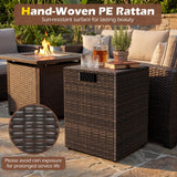 Tangkula 16" Outdoor Rattan Hideaway Table for Gas Fire Pit
