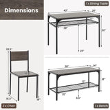 Tangkula Dining Table Set for 4, Kitchen Table with Bench and Chairs, Additonal Storage Rack