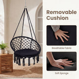 Tangkula Macrame Hammock Swing Chair with Removable Seat Cushion