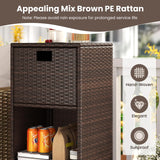 Tangkula Rattan Outdoor Storage Cabinet with 3 Shelves