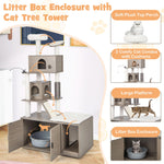 Cat Tree with Litter Box Enclosure - Tangkula