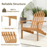 Tangkula Acacia Wood Patio Adirondack Chair with Inclined Seat and High Backrest for Porch Poolside