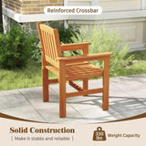 Tangkula Outdoor Wooden Dining Chairs with Inclined Backrests and Slatted Seats