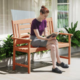 Tangkula Patio Wood Bench with Inclined Backrest