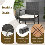 Tangkula 9 Pieces Patio Rattan Dining Set with Acacia Wood Table