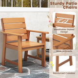 Tangkula Set of 2 Hardwood Patio Dining Chair, Wood Dining Armchairs with Breathable Slatted Seat & Inclined Backrest