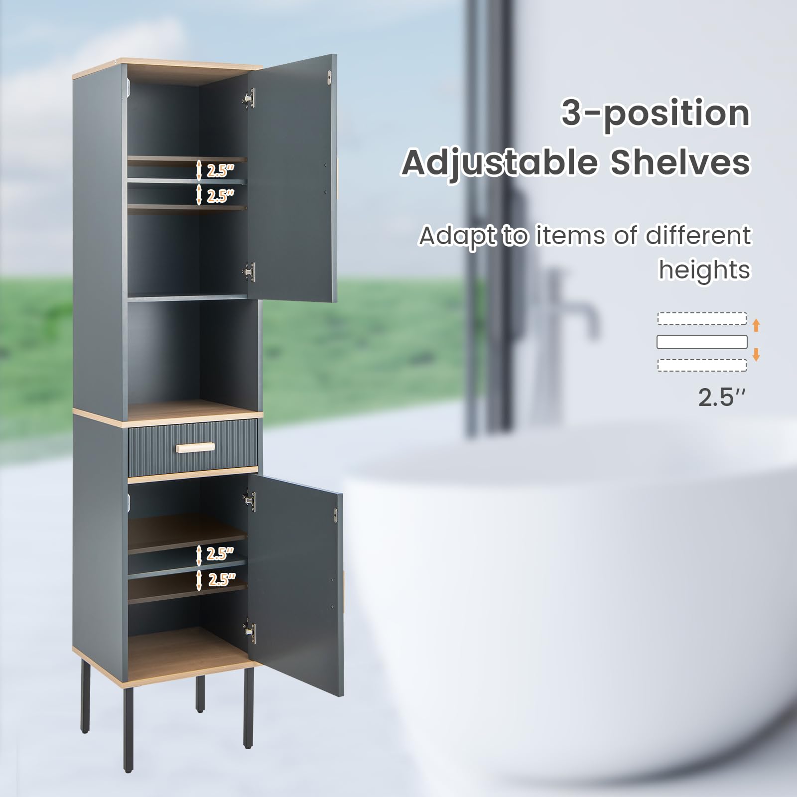 Tangkula Tall Bathroom Cabinet