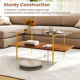 Tangkula 2-Tier Glass Coffee Table