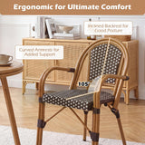Tangkula Outdoor French Bistro Chairs | Hand-Woven PE Wicker Patio Chairs (2/4)