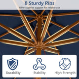 Tangkula 9 FT Patio Umbrella | Outdoor Table Market Umbrella with 8 Wooden Ribs